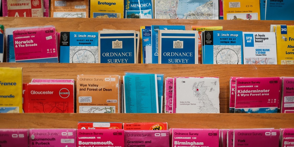 Shelf of Ordnance Survey maps